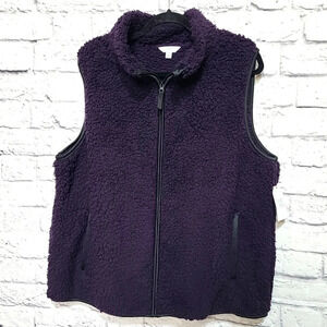 Time And Tru Sherpa XL‎ Vest Purple/ Eggplant With Pockets Full Zipper 16w - 18w